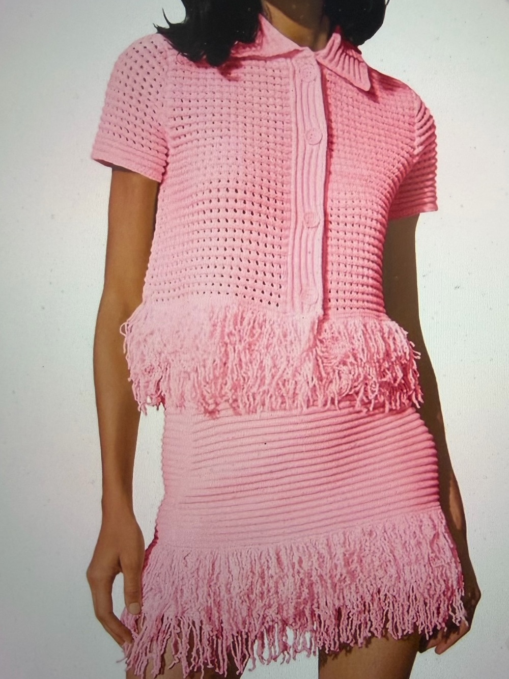 Women's Pink Fringe Knit Skirt - NWT - Size XL
